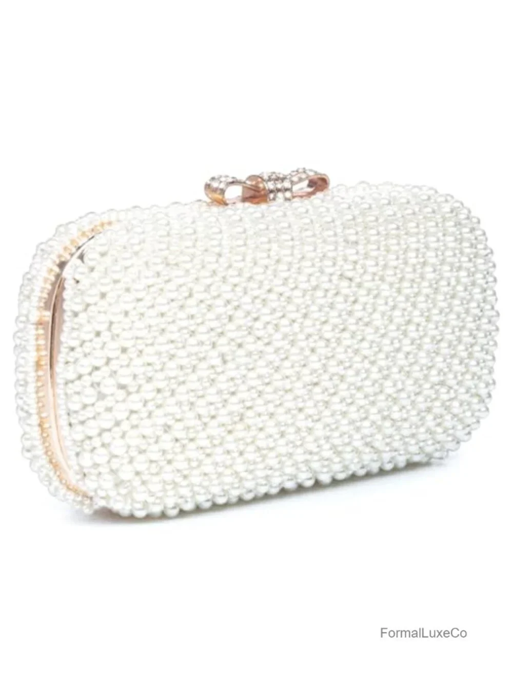 Women's Pearl Clutch Purse Evening Handbag Beaded Bag Wedding Party Chain